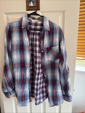 Punch Studio Plaid Button-Down Shirt in Blue, White & Red